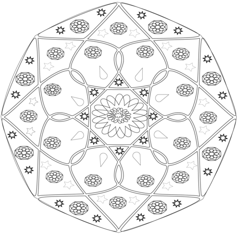 Abstract Mandala With Flower Coloring Page